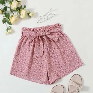 Romwe Printed Paper Bag Shorts